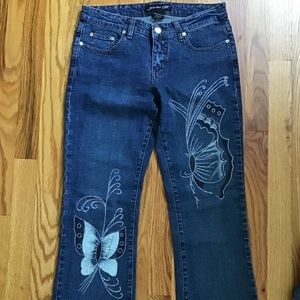D Jeans w/ butterfly embroidery